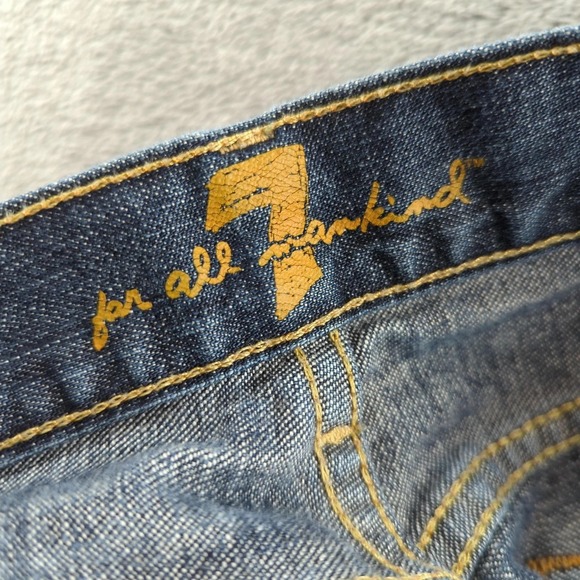 7 For All Mankind Dojo Jeans Womens 28 Blue Dark Wash Wide Leg Flare USA - Picture 5 of 15